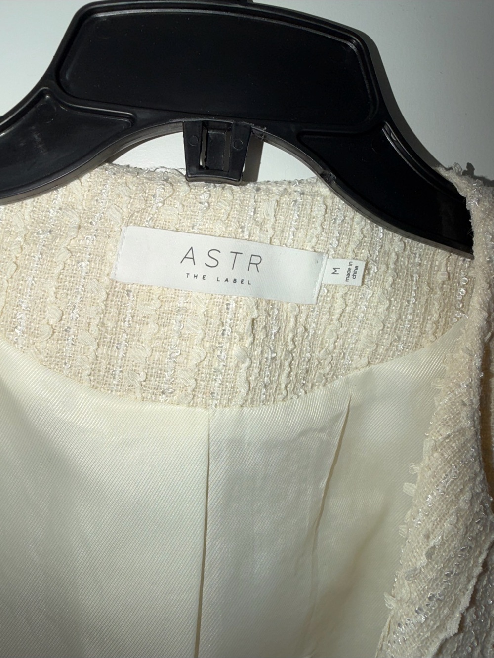 Astr Cream Tweed Mini Dress with Subtle Shimmer